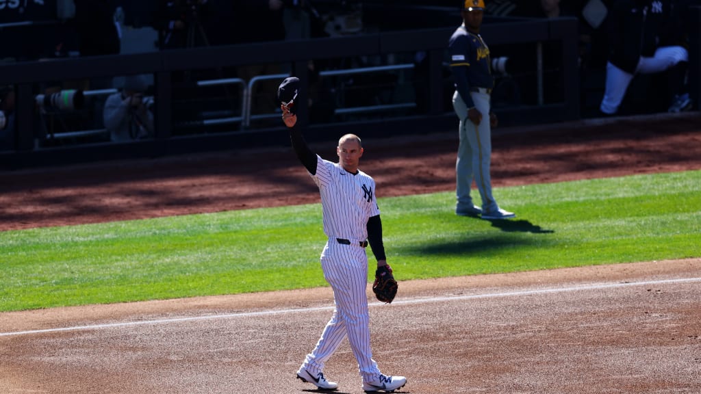 When it was his turn to acknowledge the Bleacher Creatures during his first “roll call” on Opening Day, Paul Goldschmidt was ready. Having spent the previous six seasons with the Cardinals, the former NL MVP sees similarities between the “very passionate, but very smart” fan bases in St. Louis and New York, and he prides himself on giving Yankees fans their money’s worth every time they watch him play. (Photo Credit: New York Yankees)