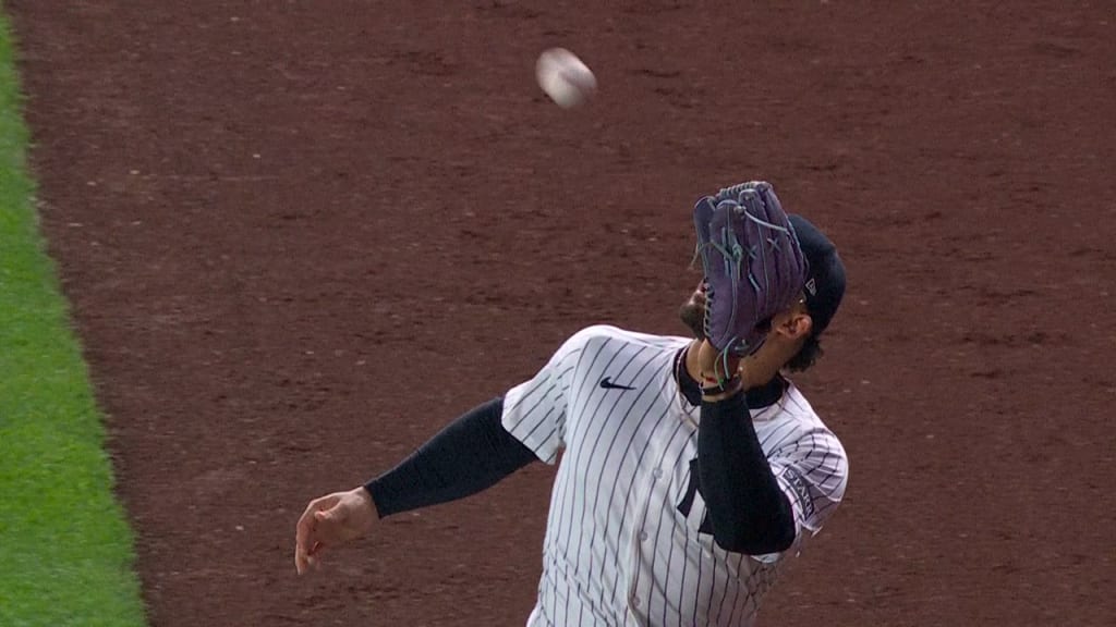 Jasson Domínguez en acción defensiva con los Yankees
