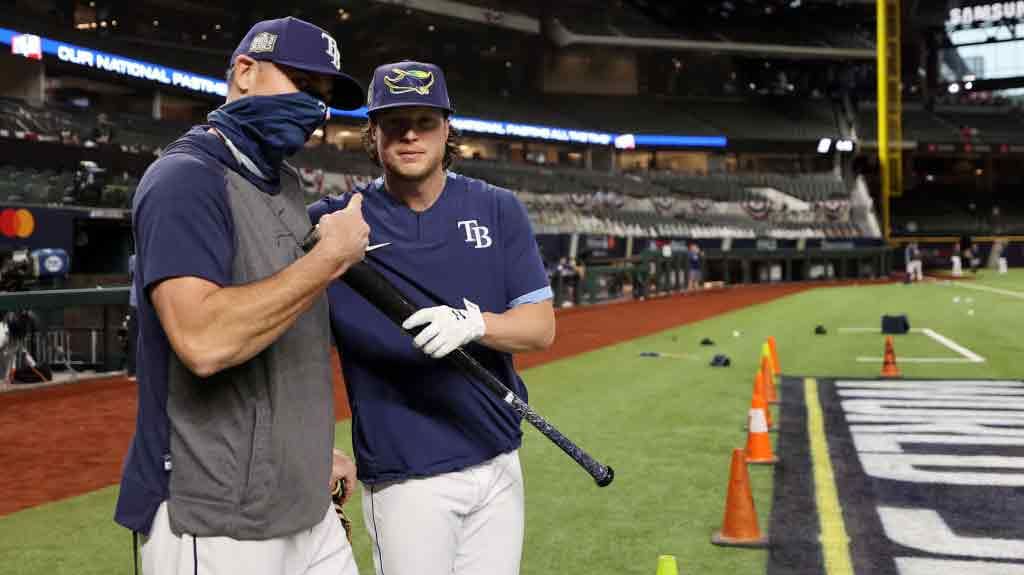 Paul Hoover works with Brett Phillips before Game 5 of the 2020 World Series (Getty Images)