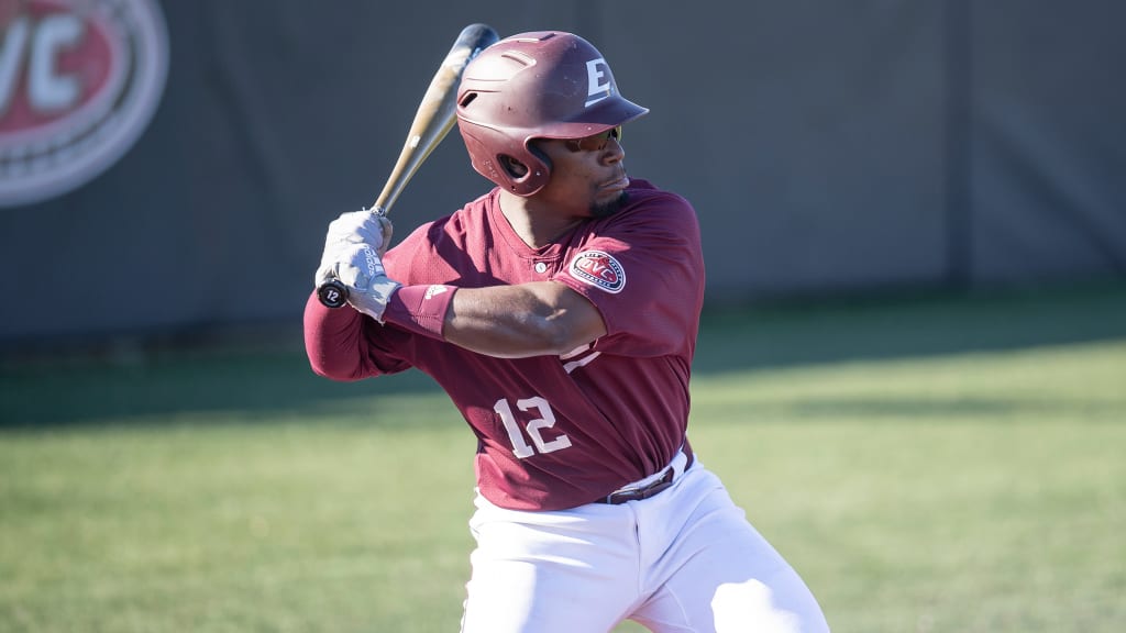 AJ Lewis at the plate for EKU in 2019. (photo via Associated Press)