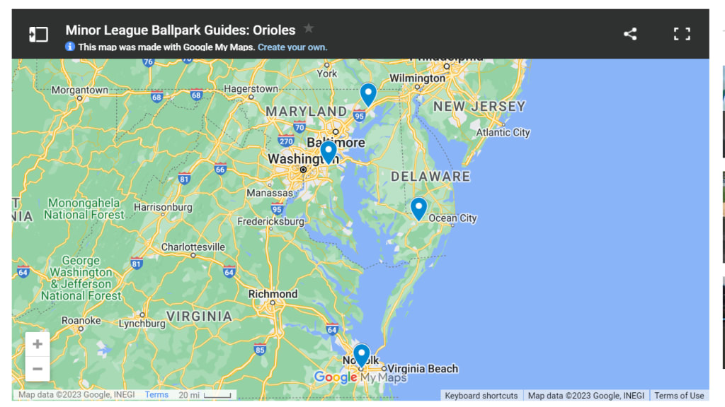 The Baltimore system, from north to south: Aberdeen Ironbirds, Bowie Baysox, Delmarva Shorebirds and Norfolk Tides.