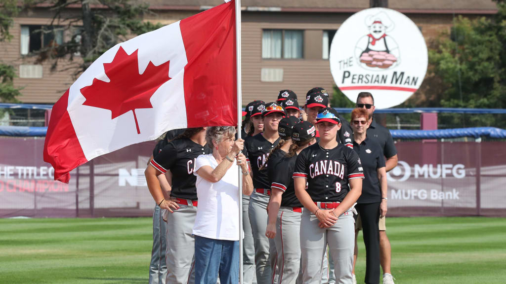 Team Canada before the start of the 2024 Women's Baseball World Cup (Courtesy WBSC)