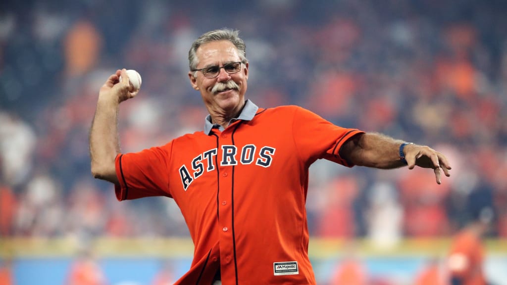 Phil Garner throws out the ceremonial first pitch for Game 1 of the 2017 AL Championship Series