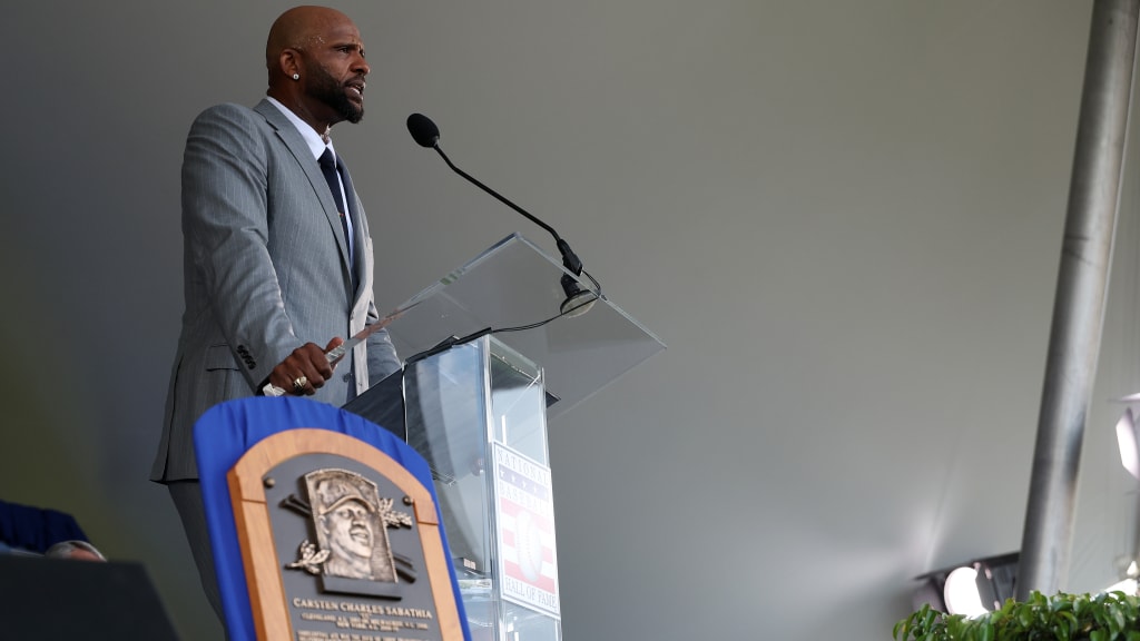 Sabathia’s induction speech was a tribute to the women who raised him, nurtured him and supported him along the journey. He focused mainly on the two most prominent women in his life -- his mother, Margie, and his wife, Amber. “It’s been a long road from Vallejo, Calif.,” Sabathia said. “And I wouldn’t have made it all this way without the women redirecting me when I got lost.” (Photo credit: New York Yankees)