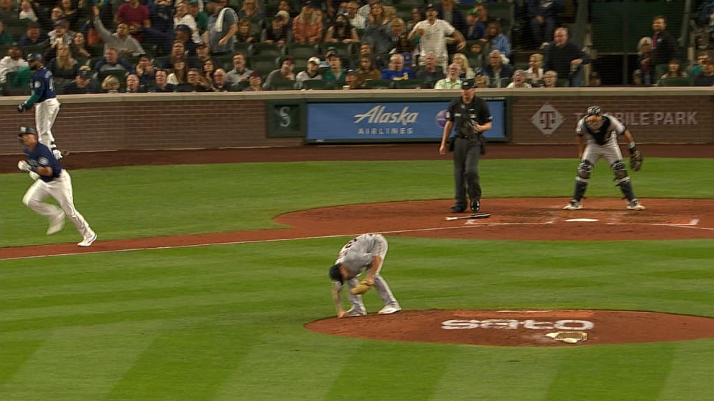 Zach Plesac punches the ground