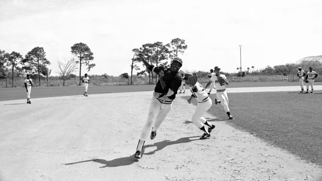 Dave Parker runs the bases during a Spring Training drill in 1977.