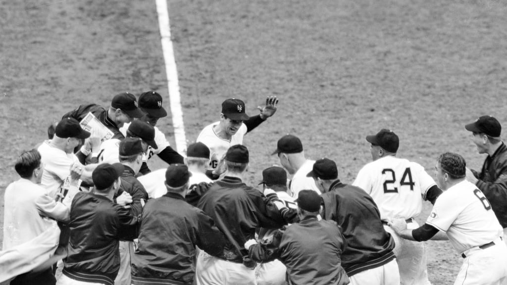 Bobby Thomson jumps on home plate after his Shot Heard 'Round the World.