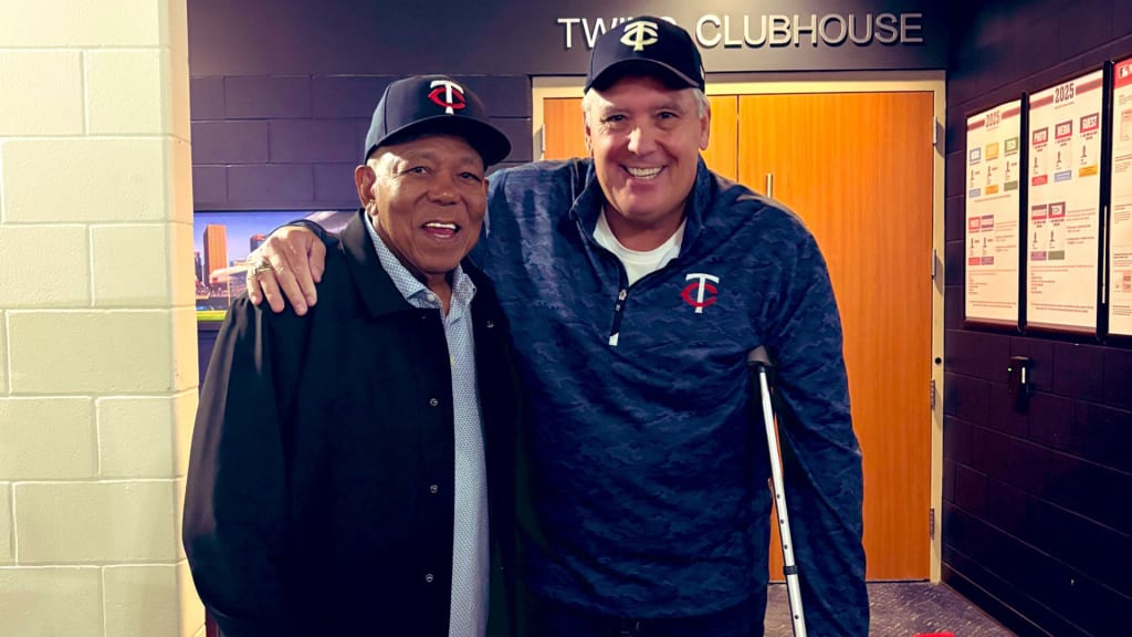 Tony Oliva and Kent Hrbek prior to the Twins' game on Saturday at Target Field. Credit: Twins