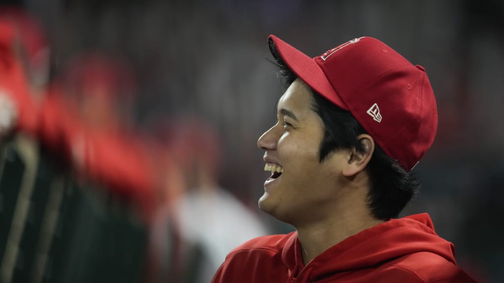 A smiling Shohei Ohtani