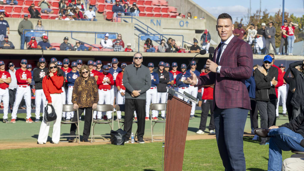 Few places in the world remain as close to Judge’s heart as Pete Beiden Field at Bob Bennett Stadium on the campus of Fresno State. This past offseason, Judge returned for a memorable ceremony during which the school retired the number of the player who would go on to rewrite baseball’s record books and become captain of the New York Yankees. (Photo Credit: New York Yankees)