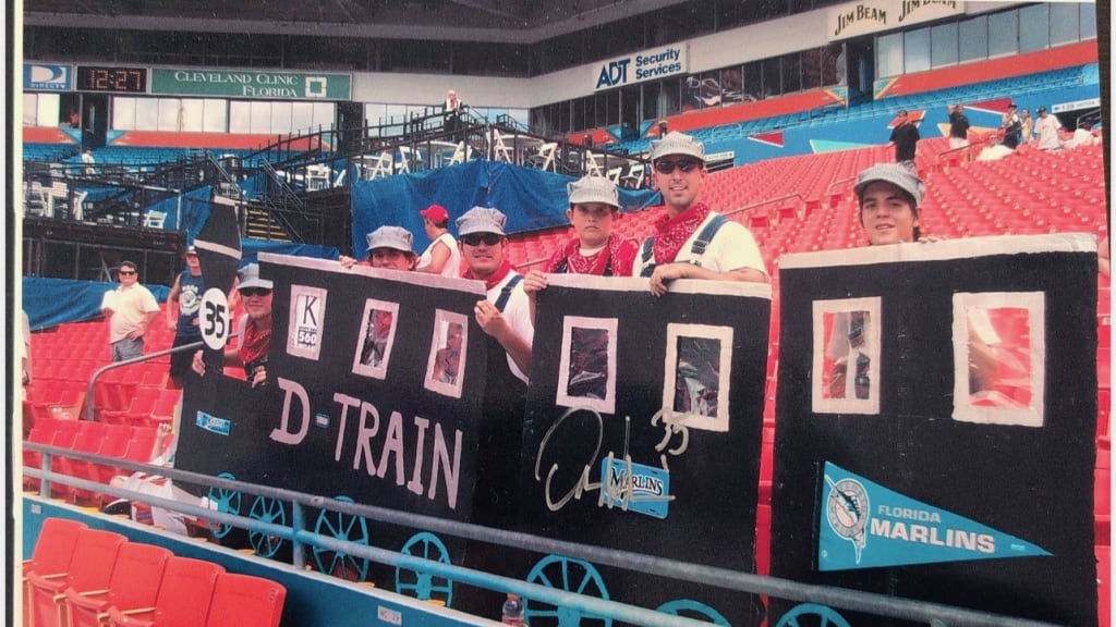 Rob Marcello (third from right) attends a Dontrelle Willis start with his brothers.