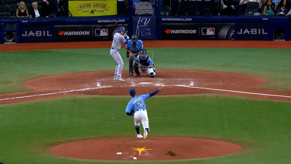 WASHINGTON, DC - APRIL 04: Tampa Bay Rays center fielder Jose Siri (22)  focuses on the pitcher during the Tampa Bay Rays versus Washington  Nationals MLB game at Nationals Park on April