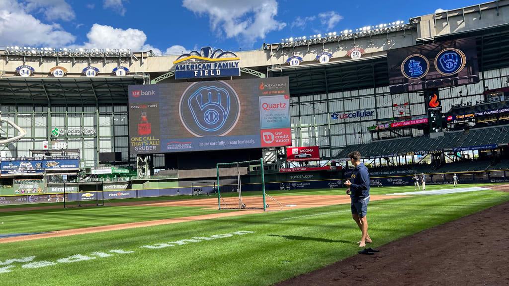 Robert Gasser grounds himself before his MLB debut at American Family Field