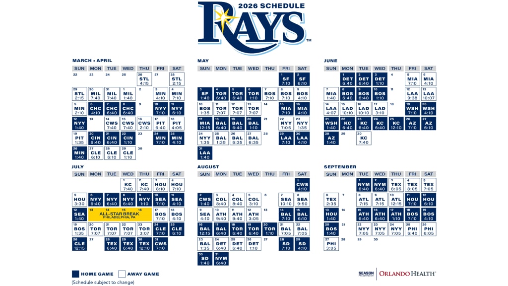 Rays Printable Schedule Tampa Bay Rays