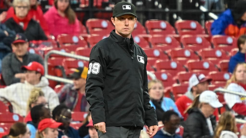 Tyler Jones umpiring at third base in Game 2 of the Mets vs. Cardinals doubleheader on May 4, 2025