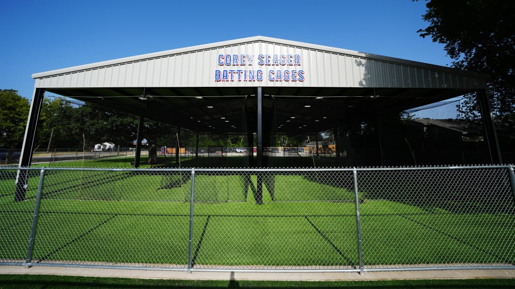 ARLINGTON, TX - JULY 15: A view of the batting cages during the All-Star Legacy Park and Corey Seager Batting Cages Unveiling at Senter Park on Monday, July 15, 2024 in Arlington, Texas. (Photo by Daniel Shirey/MLB Photos via Getty Images)