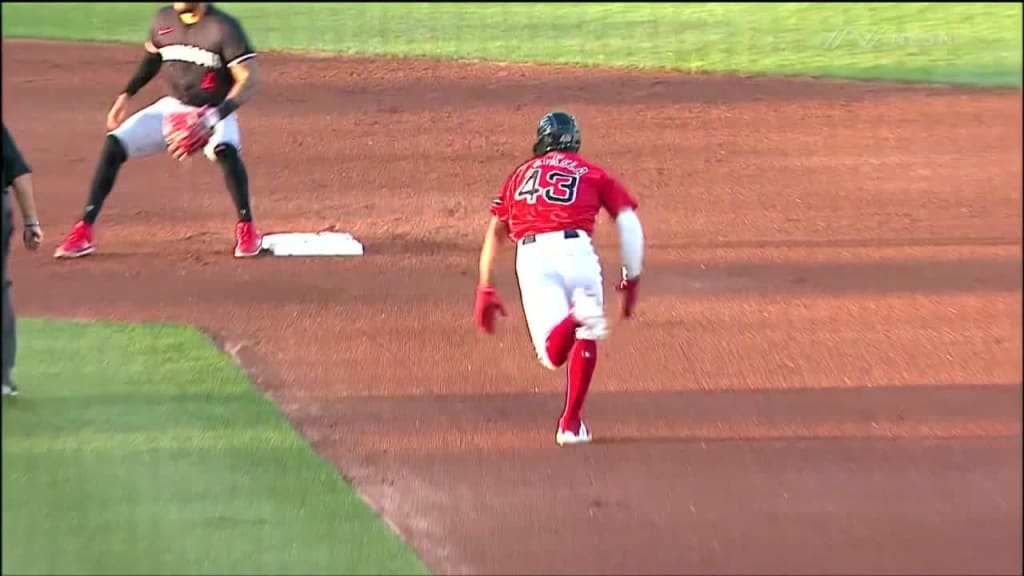 Ceddanne Rafaela swipes second base in the 4th