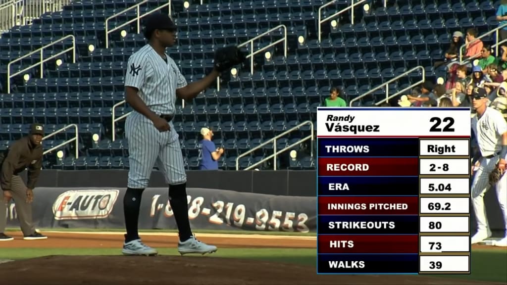 New York Yankees' Spencer Jones (50) sets up to bat during the