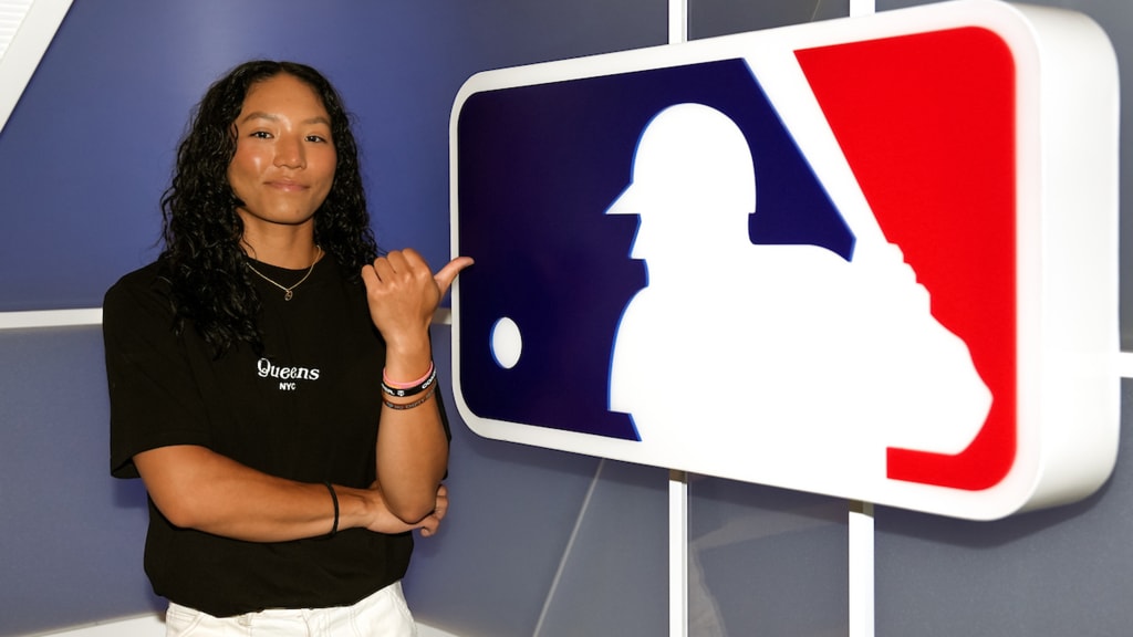 Olivia Pichardo poses for a photo during an office visit at MLB's headquarters on June 17, 2026. (Hailey Leonard/MLB Photos via Getty Images)