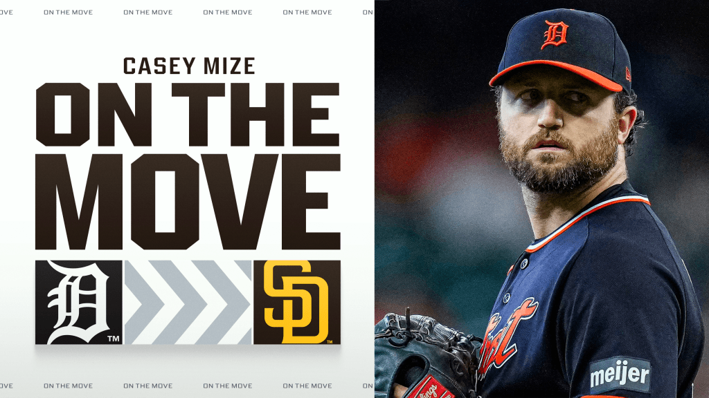 Tigers trade Casey Mize for Padres' No. 2 prospect Kash Mayfield
