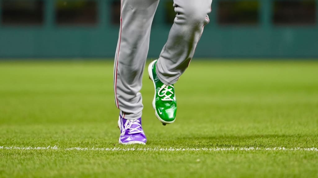 Jacob Young in action wearing his Players' Weekend cleats.