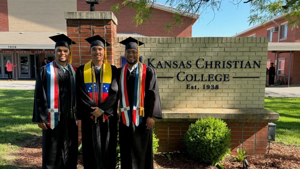 Jose Ballista, Jesus Reyes and Leandro Mendez graduated from college earlier this month.