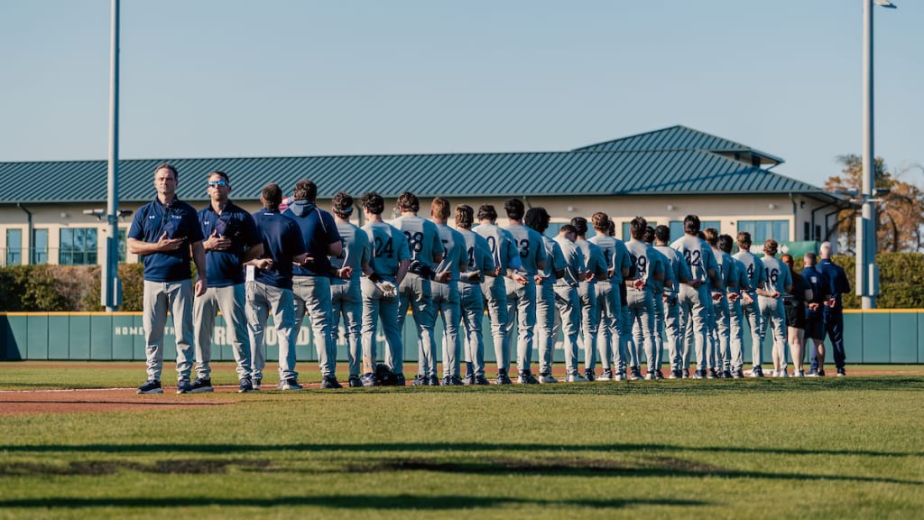Players from Yale University prior to the 2026 Andre Dawson Classic game against Jackson State University at Jackie Robinson Training Complex, Feb. 21, 2026, in Vero Beach, Fla.