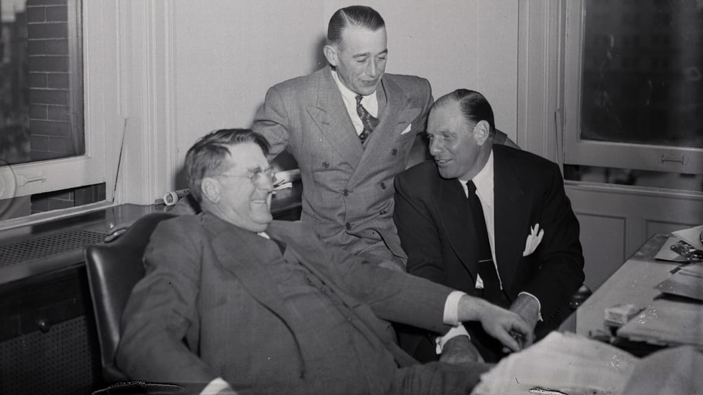Branch Rickey, Clyde Sukeforth and Leo Durocher in 1942.