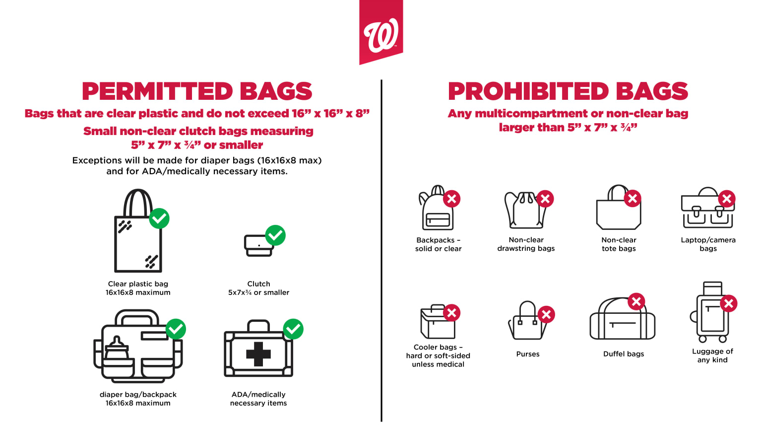 Washington Nationals Bag Policy | Washington Nationals