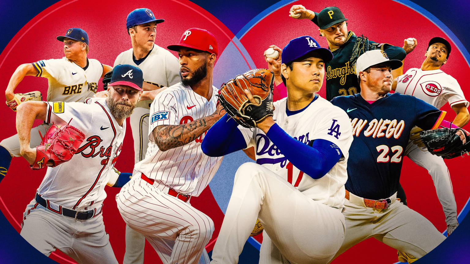 Kyle Harrison, Chris Sale, Jacob Misiorowski, Cristopher Sánchez, Shohei Ohtani, Paul Skenes, Mason Miller and Chase Burns
