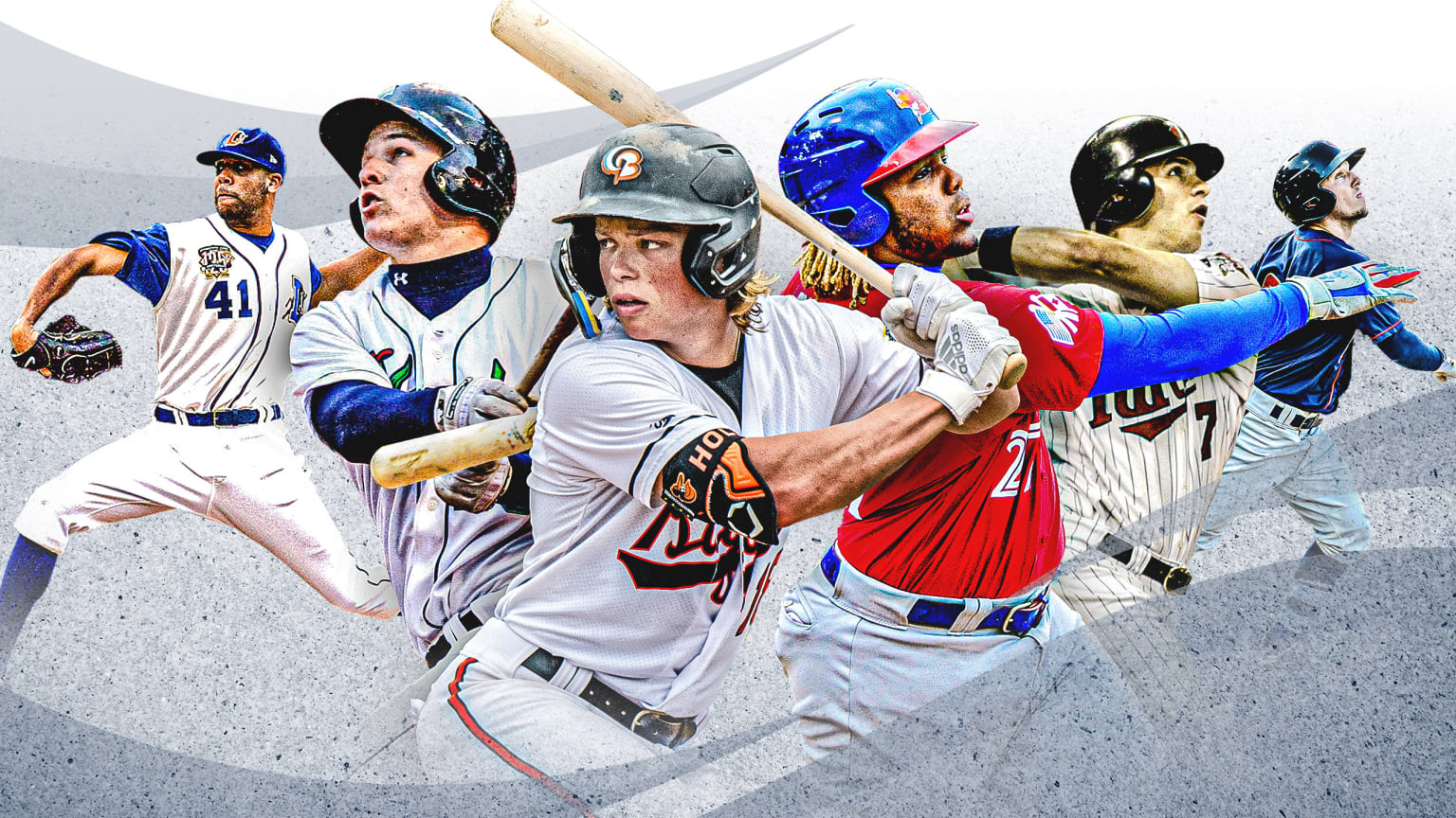 A designed image of 6 players who have been ranked as the No. 1 overall prospect