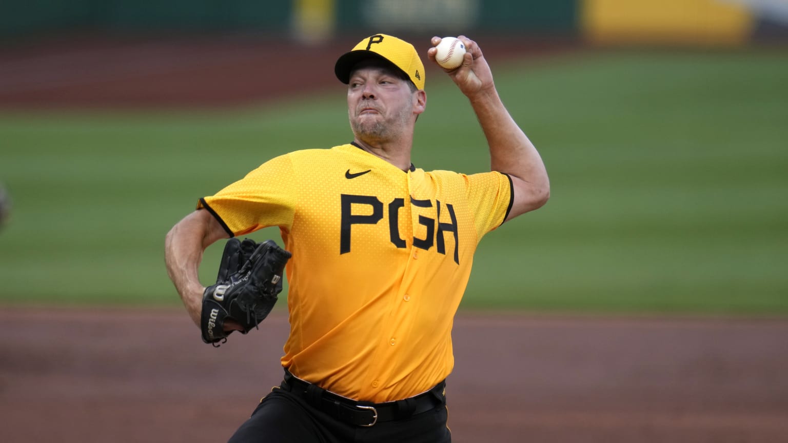 Rich Hill delivers a pitch for the Pirates