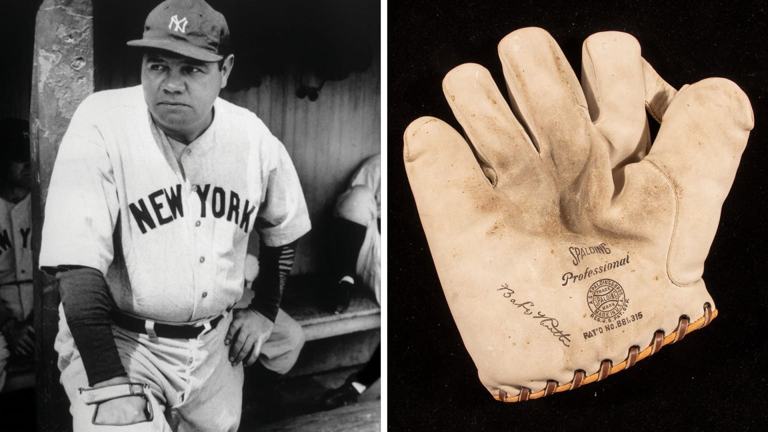 A glove used by Babe Ruth is pictured