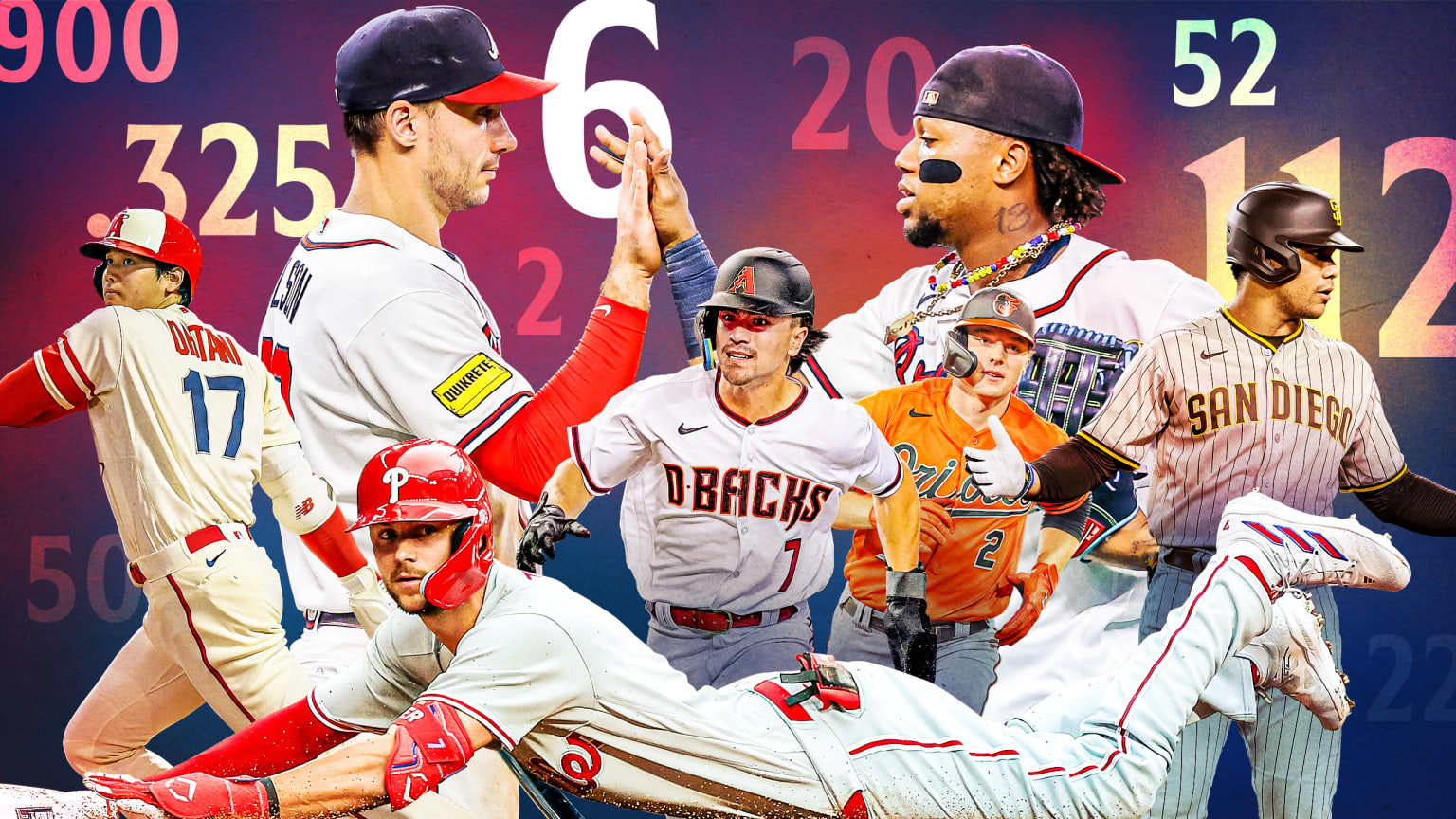 A photo montage features seven players with various numbers in the background