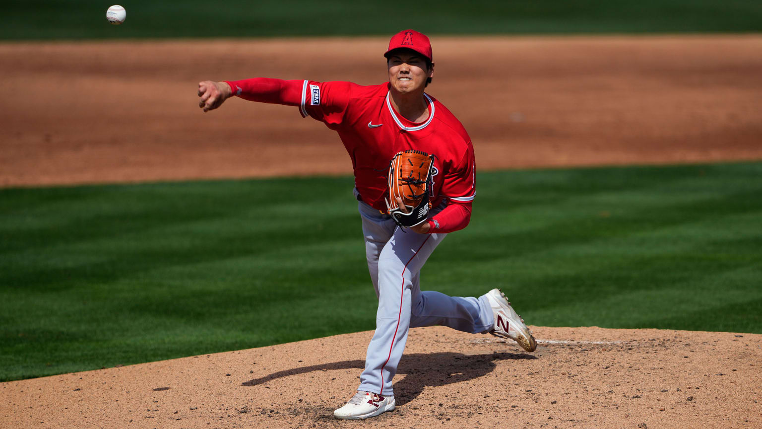 Shohei Ohtani pitching in a Spring Training game