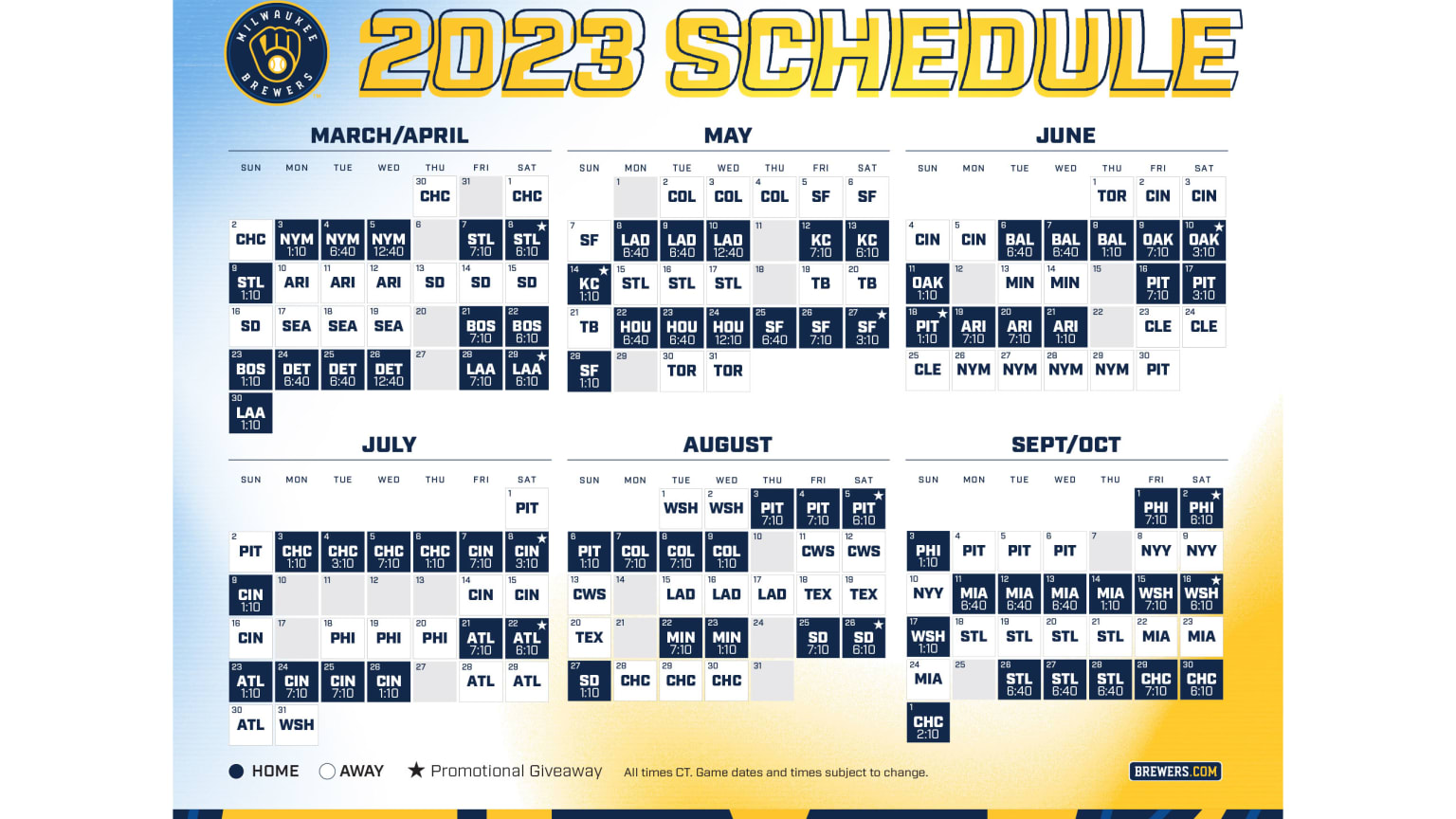 Milwaukee Brewers Printable Schedule