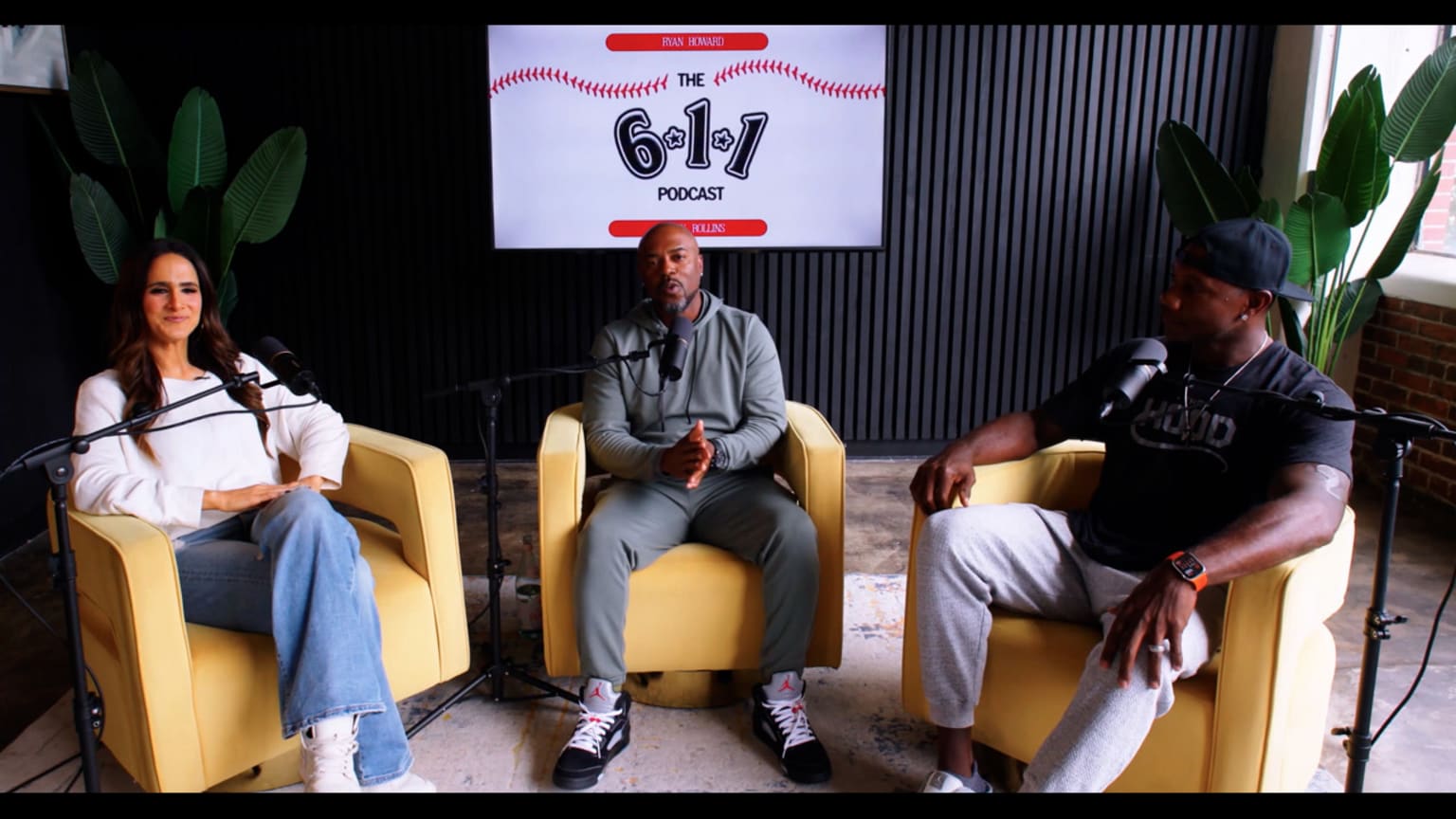 Lauren Shehadi with Jimmy Rollins and Ryan Howard on the 6-1-1 Podcast