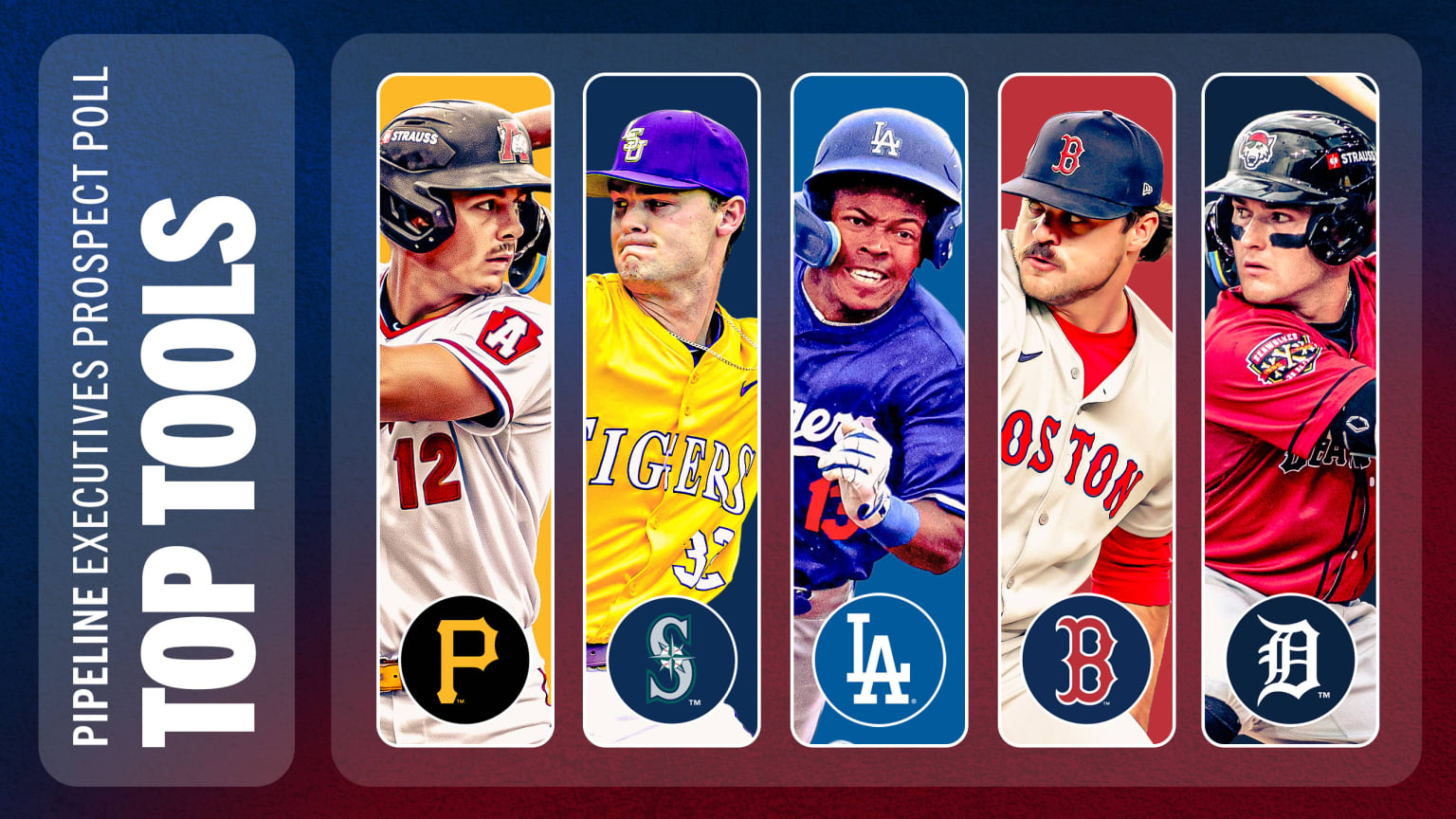 The Pirates' Konnor Griffin, the Mariners' Kade Anderson, the Dodgers' Kendall George, the Red Sox's Payton Tolle and the Tigers' Kevin McGonigle The Pirates' Konnor Griffin, the Mariners' Kade Anderson, the Dodgers' Kendall George, the Red Sox's Payton Tolle and the Tigers' Kevin McGonigle