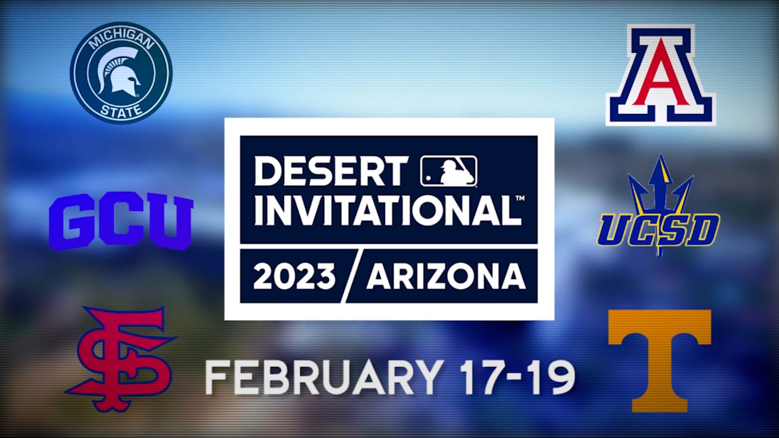 The MLB Desert Invitational logo is surrounded by six team logos