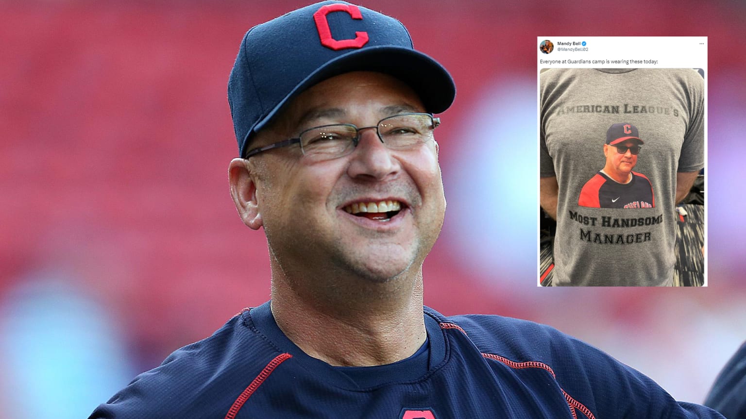 Terry Francona is pictured with an inset showing a shirt with his picture and the words ''Most Handsome Manager''