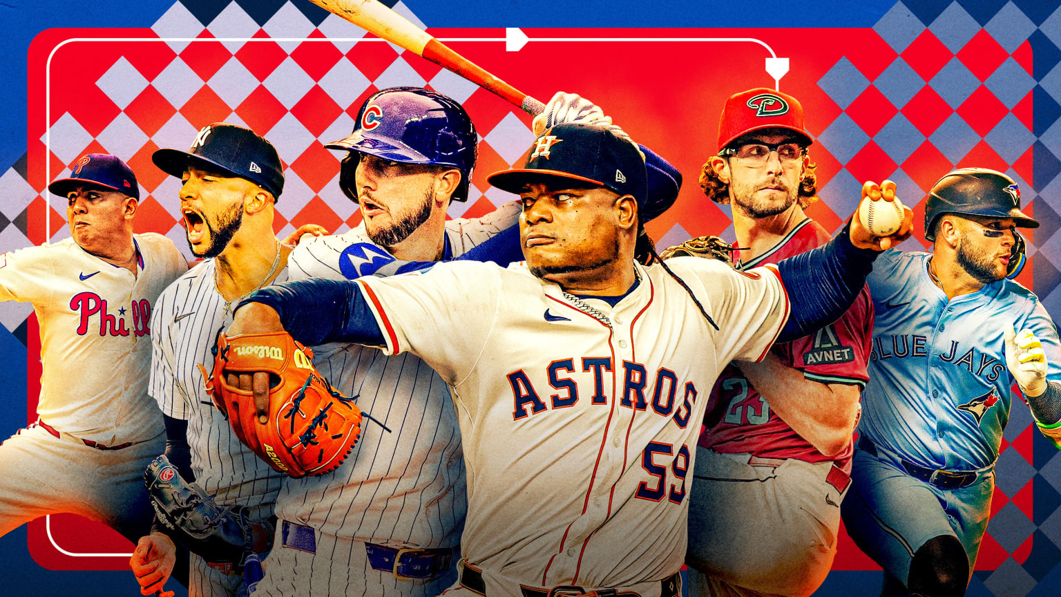 Ranger Suárez, Devin Williams, Kyle Tucker, Framber Valdez, Zac Gallen and Bo Bichette