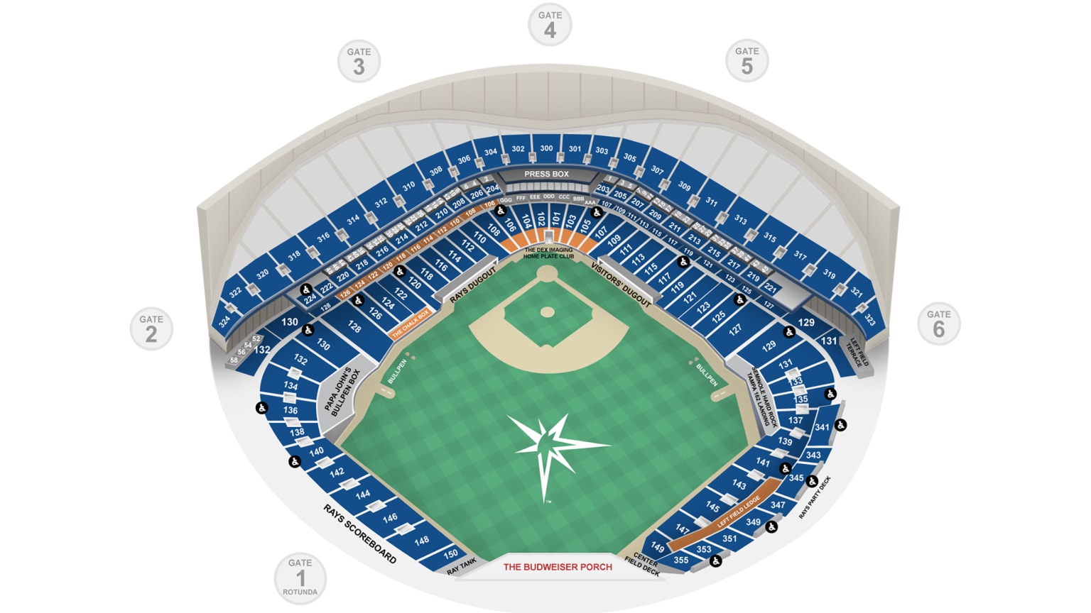 Tropicana Field Seating Map, Information, Ballpark