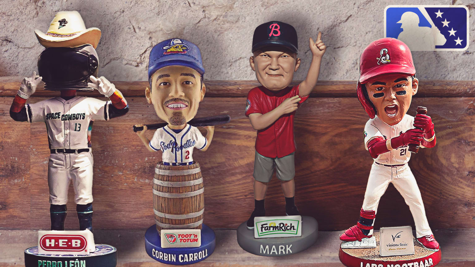 Four bobblehead figures