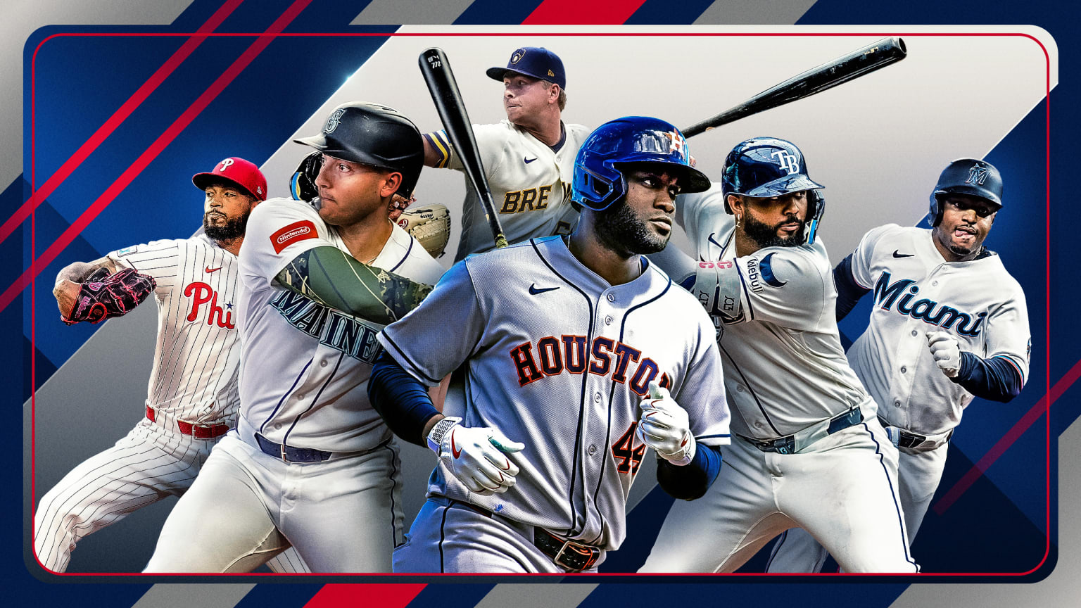 Cristopher Sánchez, Dominic Canzone, Kyle Harrison, Yordan Alvarez, Junior Caminero and Xavier Edwards Cristopher Sánchez, Dominic Canzone, Kyle Harrison, Yordan Alvarez, Junior Caminero and Xavier Edwards