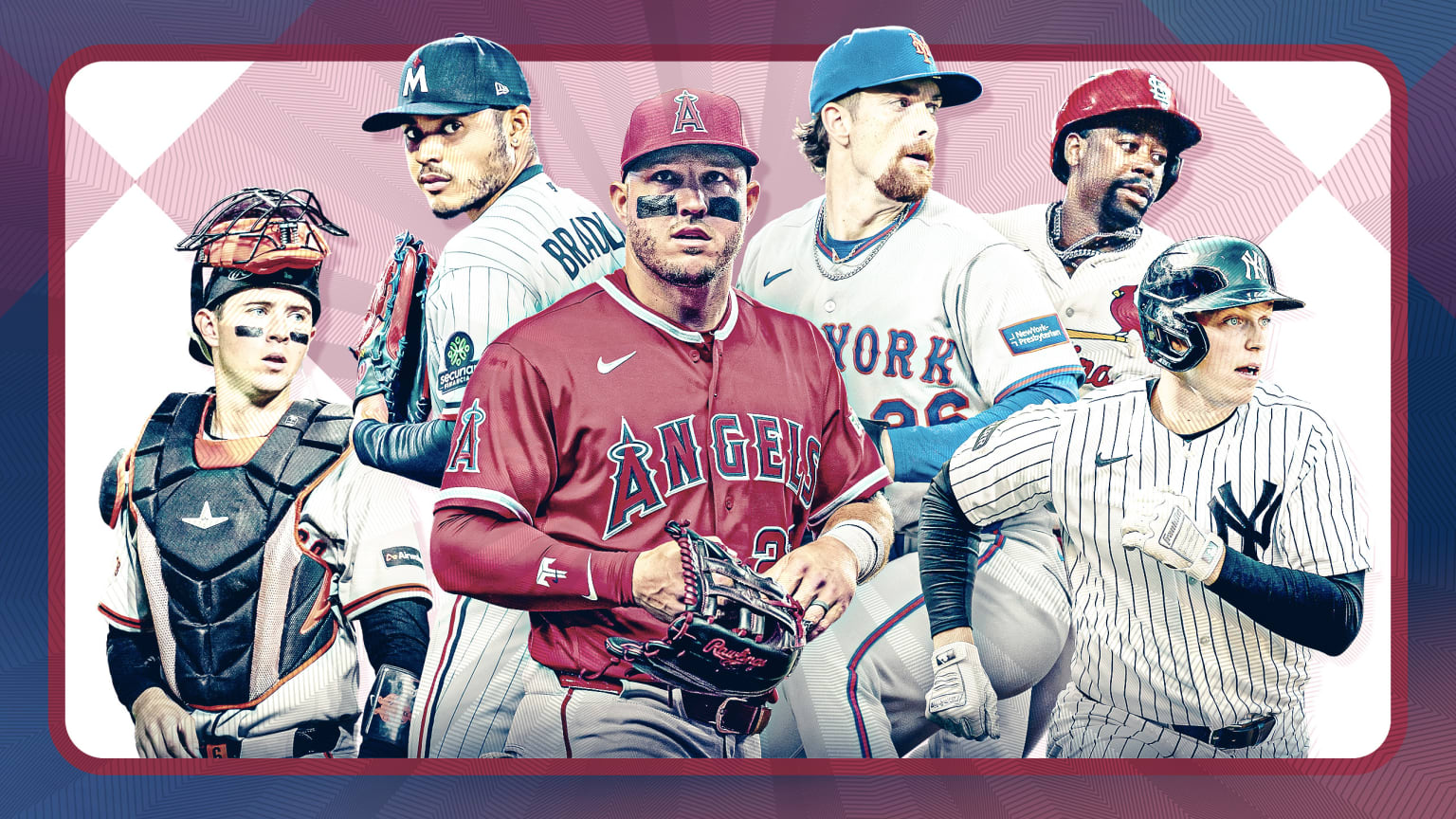 Daniel Susac, Taj Bradley, Mike Trout, Nolan McLean, Jordan Walker and Ben Rice