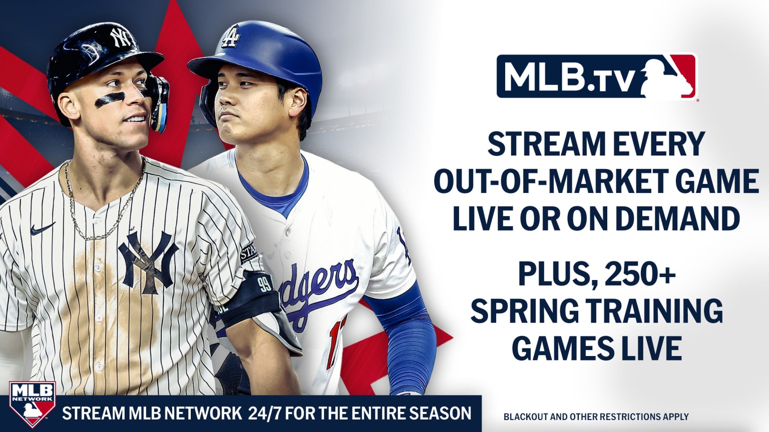 Stream out-of-market games and MLB Network throughout the 2025 season with MLB.TV