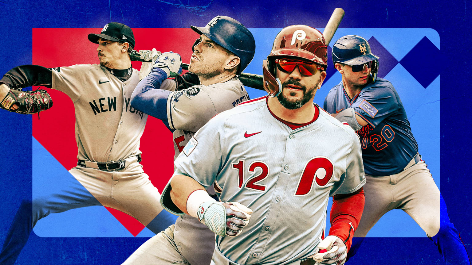 Max Fried, Freddie Freeman, Kyle Schwarber and Pete Alonso
