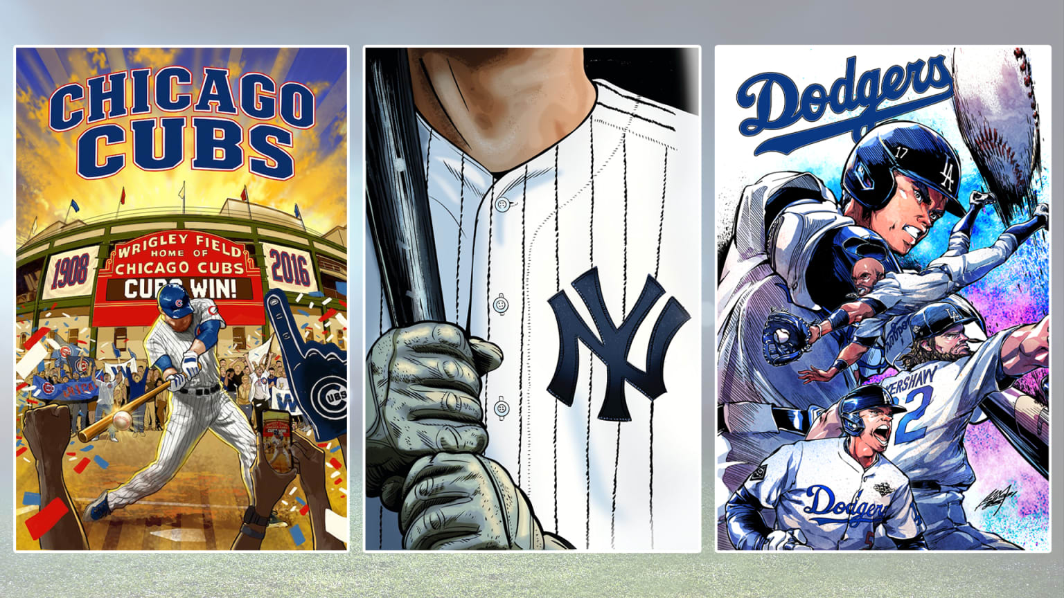 Cubs, Yankees and Dodgers comic books