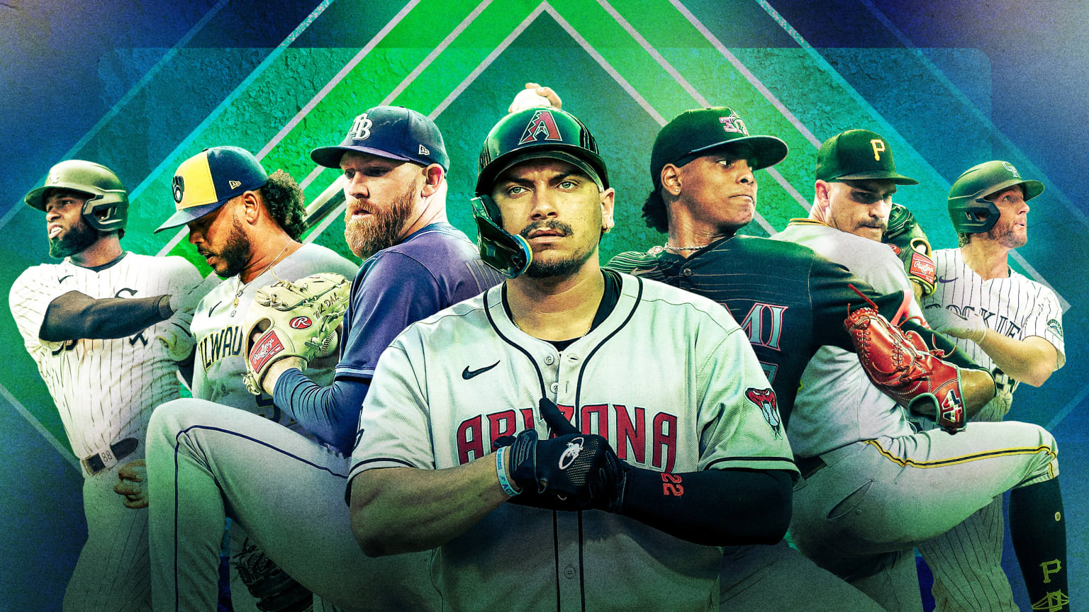 Luis Robert Jr., Freddy Peralta, Zack Littell, Josh Naylor, Edward Cabrera, Andrew Heaney and Ryan McMahon