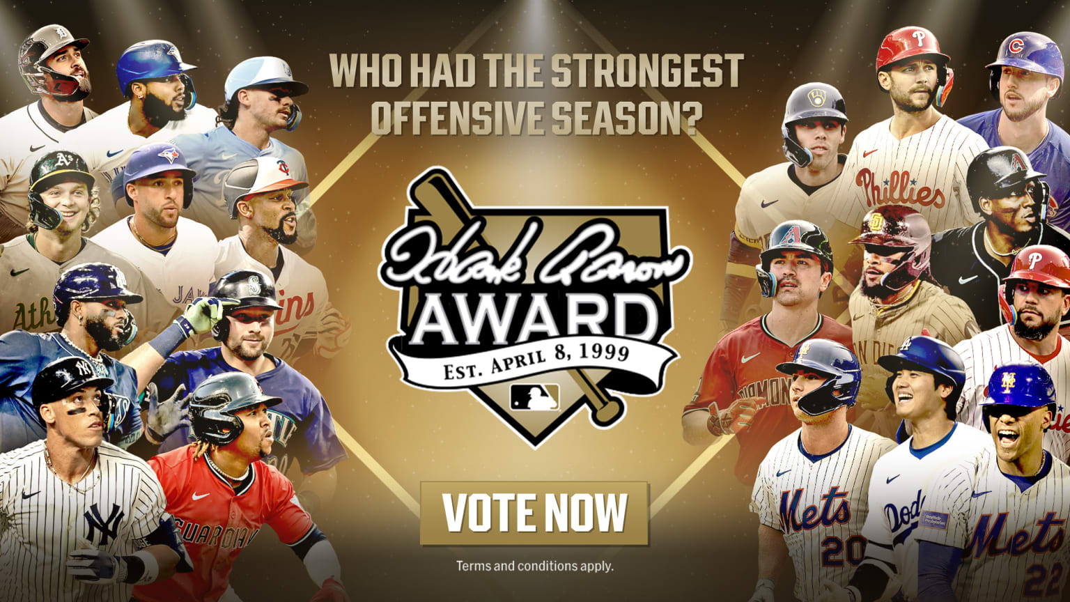 10 hitters from each league are up for the AL and NL Hank Aaron Awards